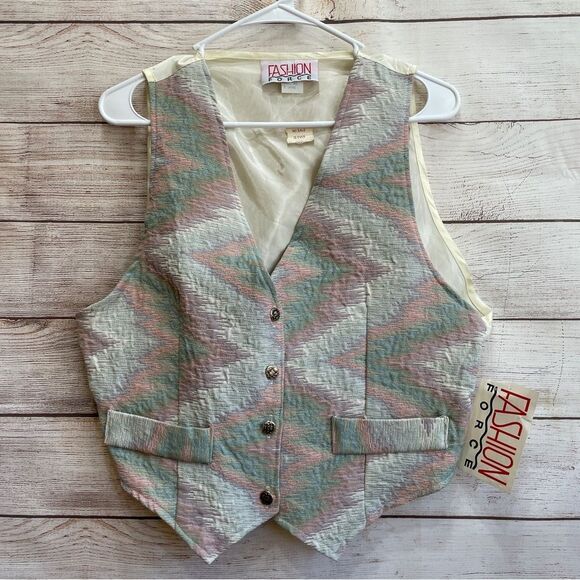 VINTAGE‎ DEADSTOCK FASHION FORCE TAPESTRY VEST - Picture 1 of 6